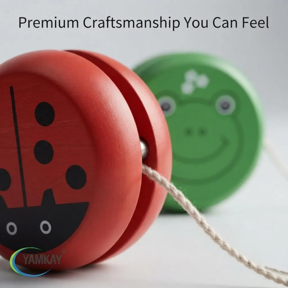Smooth Spin Animal Printed Yo-Yo Toy | High-Speed Wooden Yo-Yo Ball Game for Boys, Girls & Kids | Colorful Multi-Color Toys | Set of 2 | Fun & Interactive Toy for All Ages