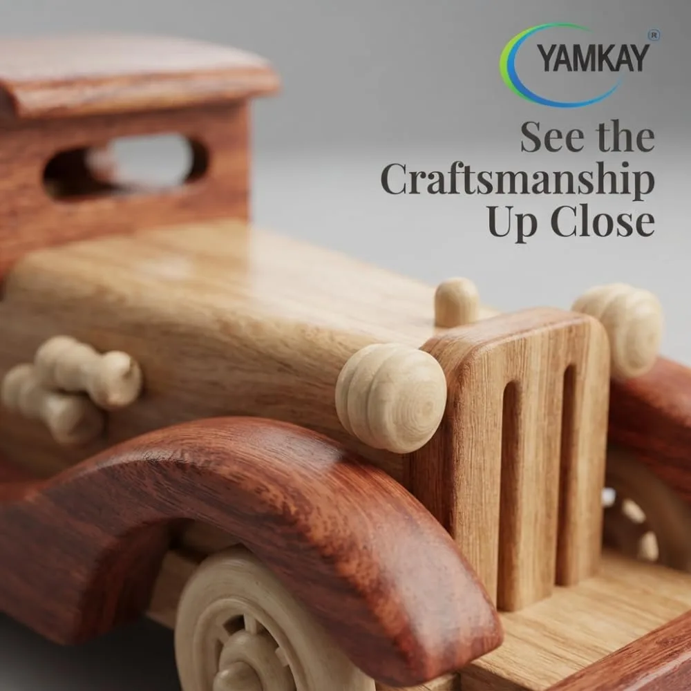 Wooden Vintage Classic Vehicle Car – Small Retro Model for Home Decoration & Kids Playing Toy – Handcrafted Wooden Vintage Car, Ideal for Display, Collectibles & Gifts – Pack of 1