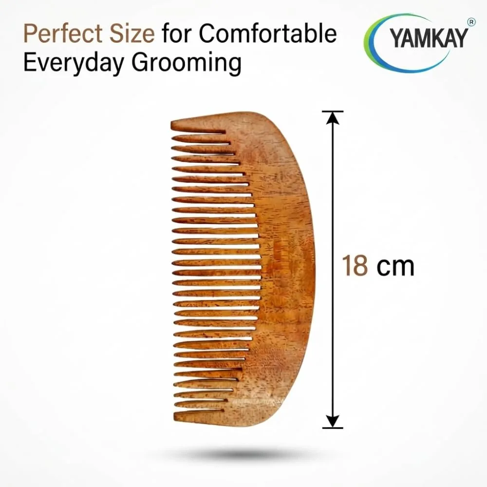Neem Wood Comb for Men & Women | Handmade Natural Wooden Hair Comb with Smooth Wide Teeth, Lightweight Hair Care Comb for Daily Grooming, Scalp Massage & Detangling | Eco-Friendly Comb
