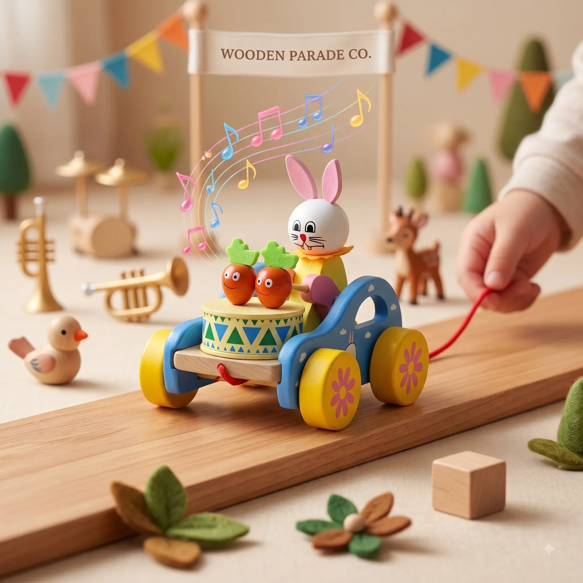 Bunny Pull Along Toy – Colorful Wooden Activity Toy for Kids