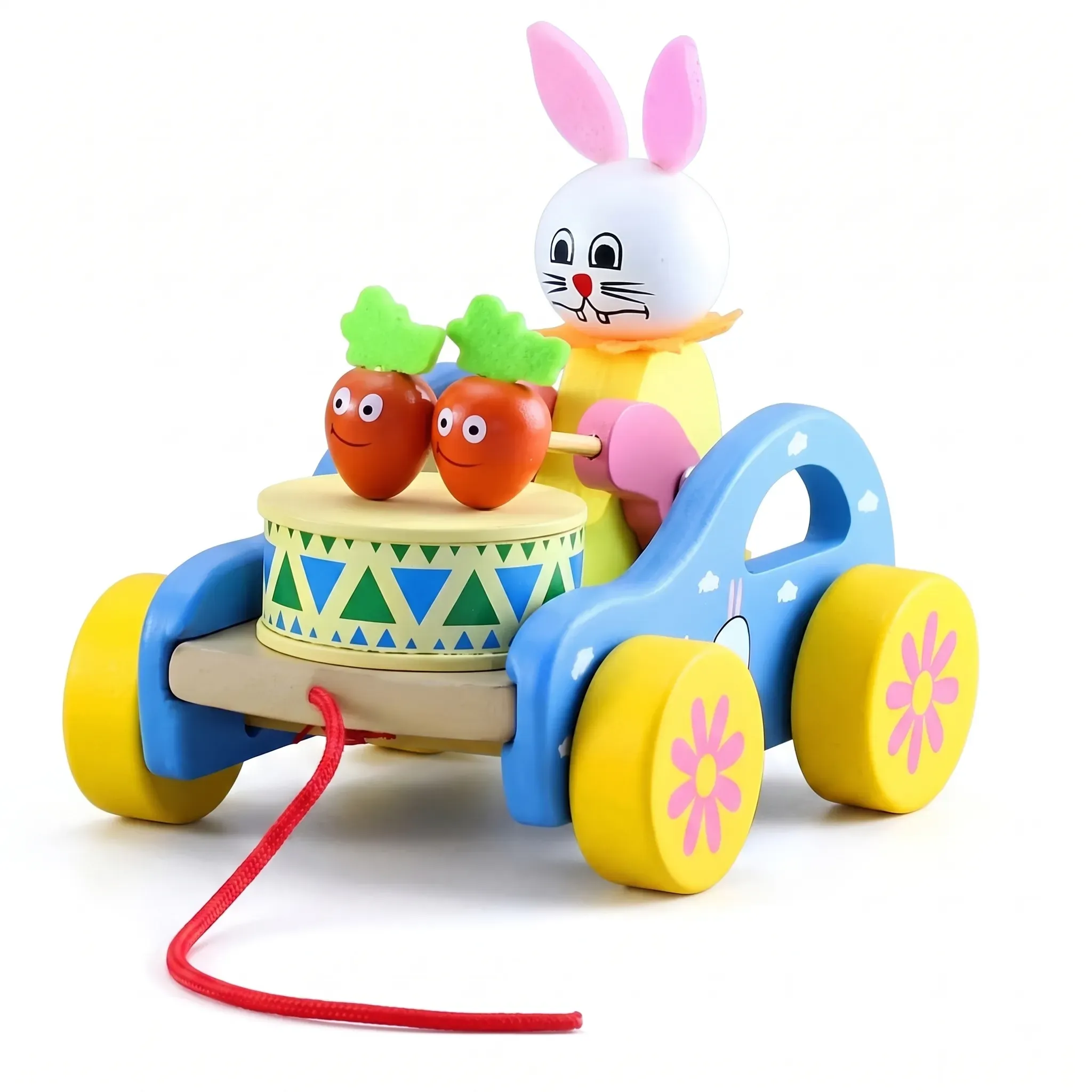 Bunny Pull Along Toy – Colorful Wooden Activity Toy for Kids