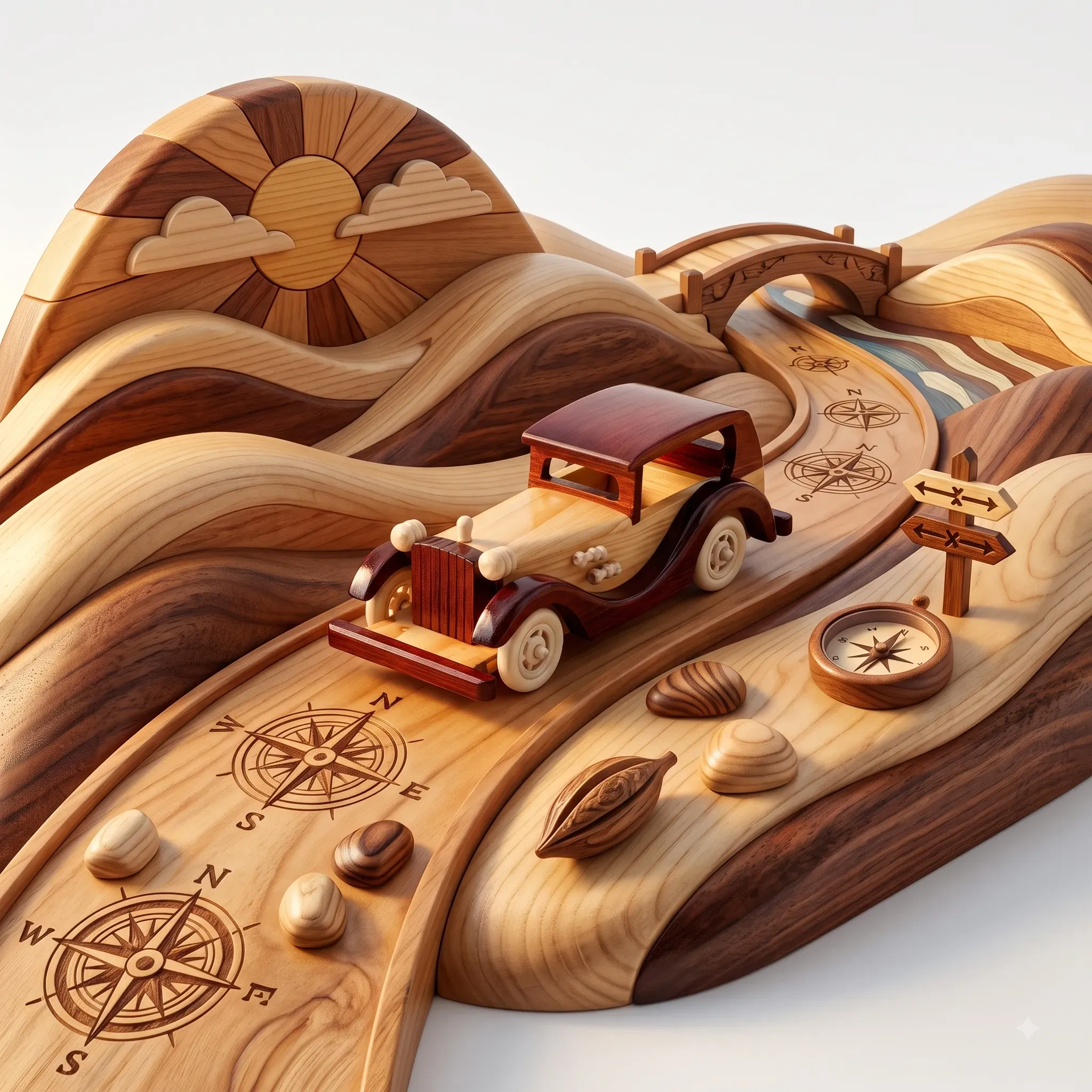 Yamkay Wooden Vintage Classic Vehicle Car Retro Car Model Home Decoration