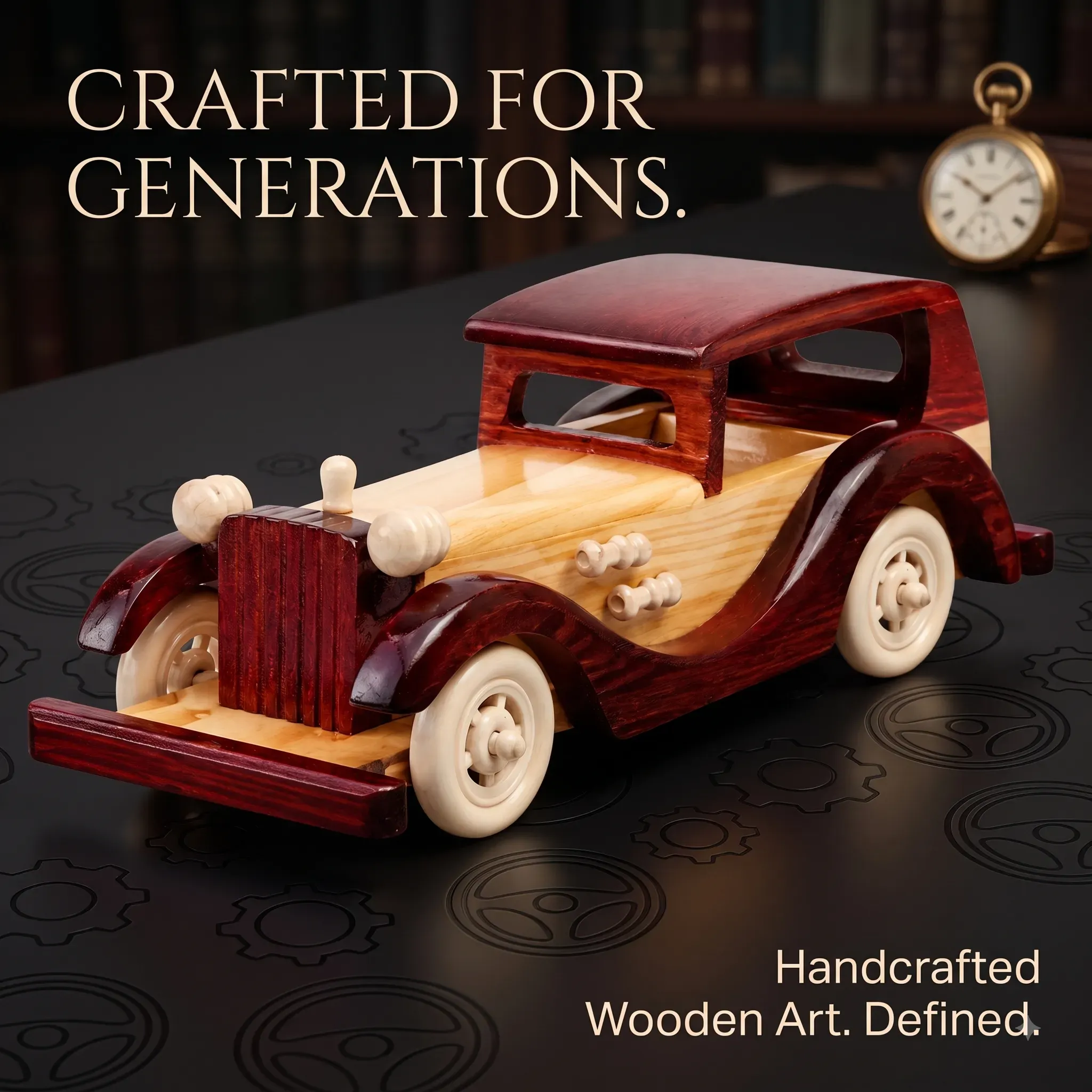 Yamkay Wooden Vintage Classic Vehicle Car Retro Car Model Home Decoration