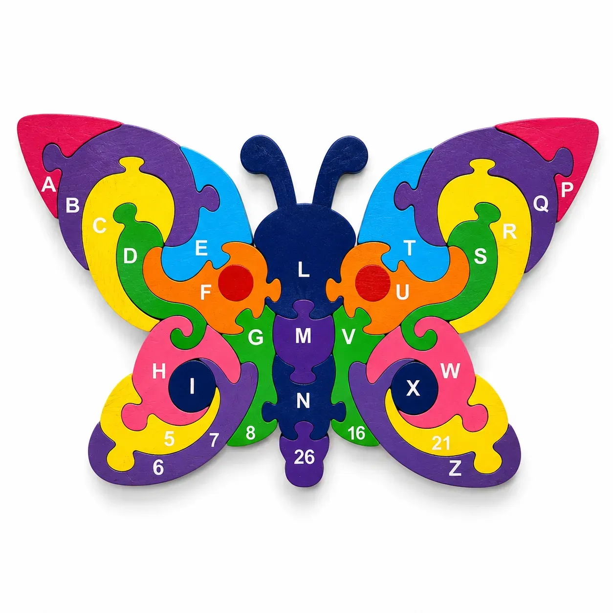 Butterfly Puzzle – Colorful Wooden Alphabet Learning Puzzle for Kids