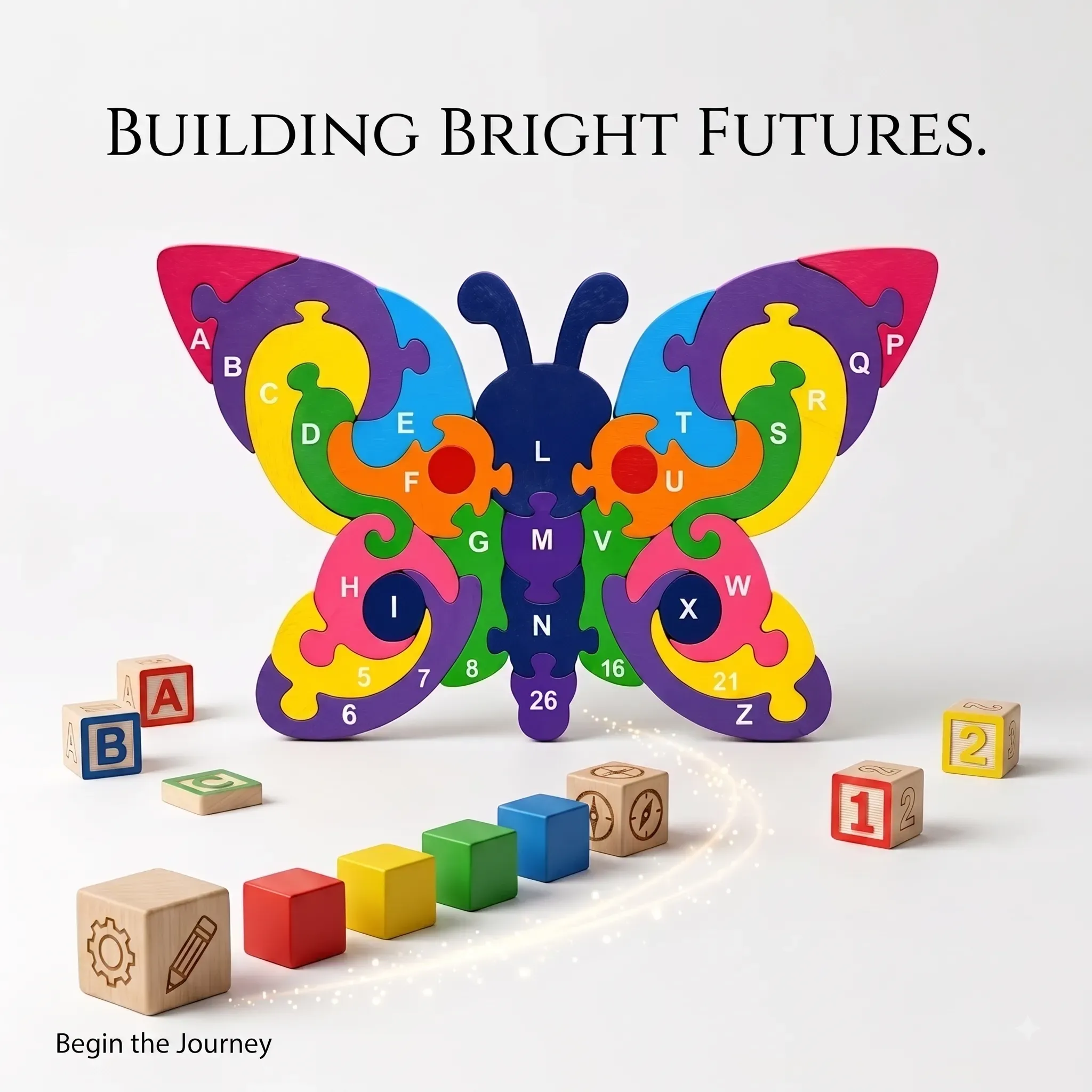 Butterfly Puzzle – Colorful Wooden Alphabet Learning Puzzle for Kids