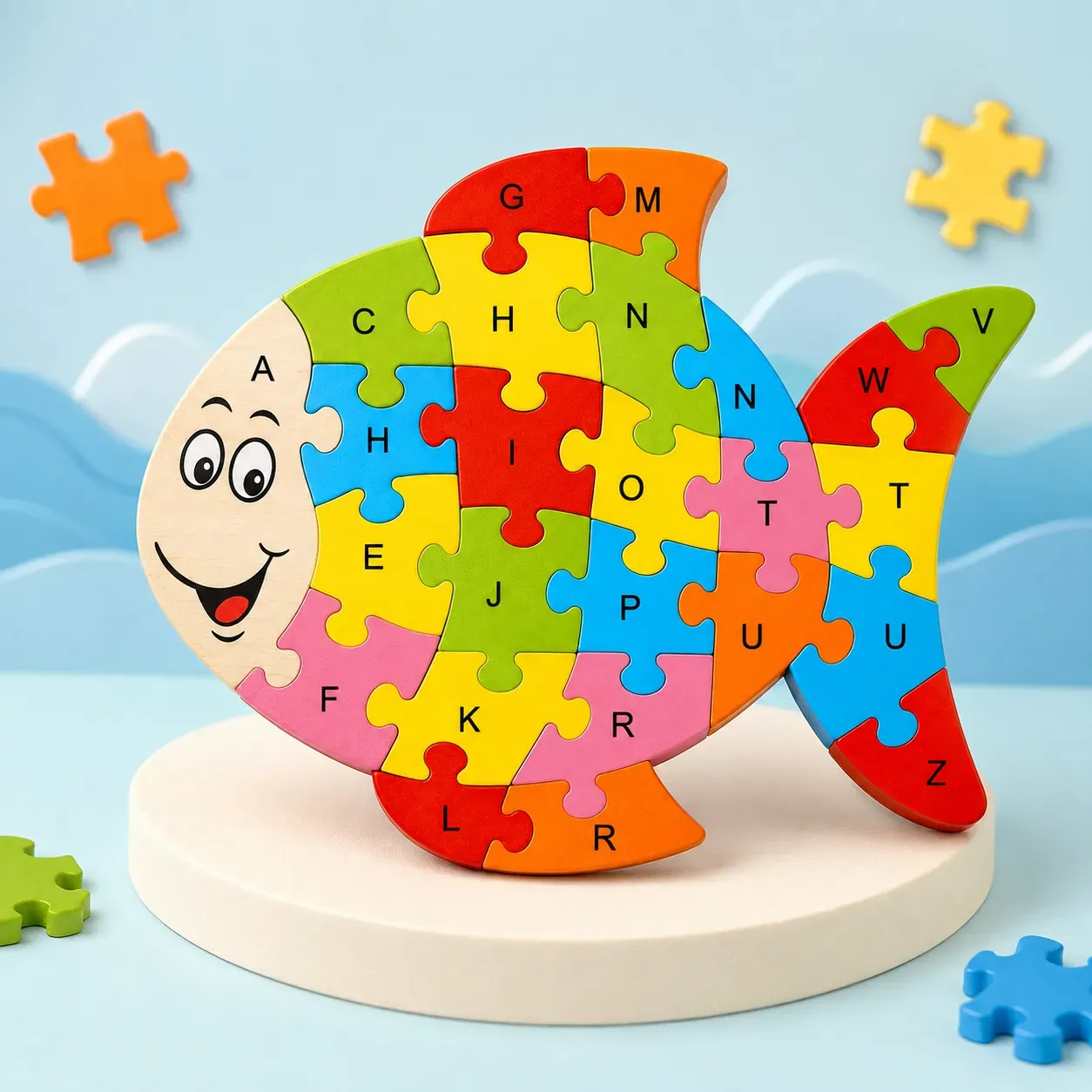 Fish Alphabet Puzzle – Colorful Wooden Learning Toy