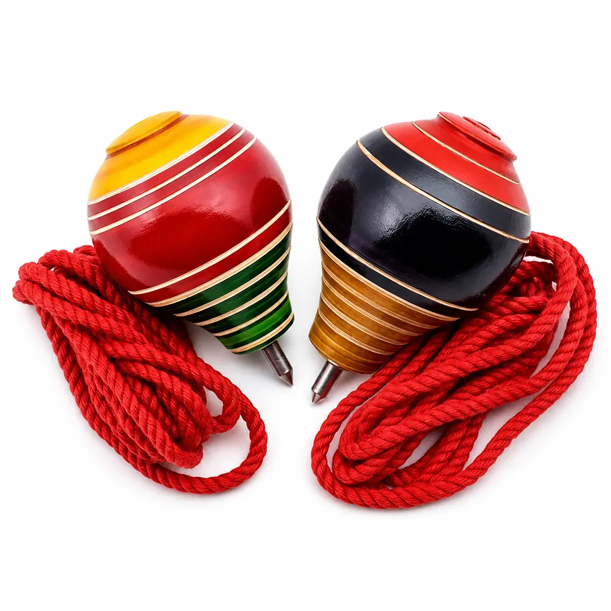 Yamkay Wooden Round Top with Thread Wooden Spinning Tops lattoo bambaram buguri