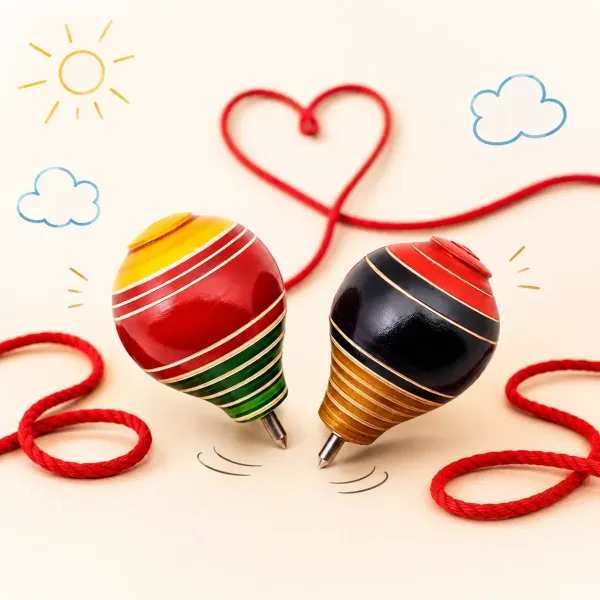 Yamkay Wooden Round Top with Thread Wooden Spinning Tops lattoo bambaram buguri