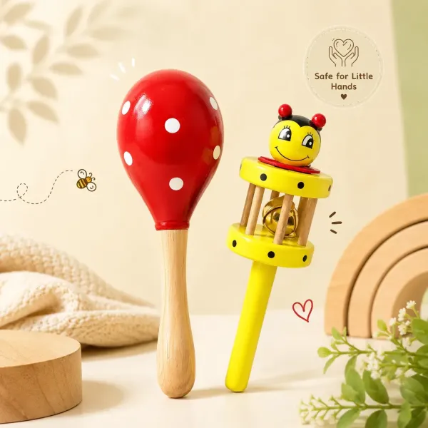 Yamkay Wooden Rattle Cage & Shaker Toy for Babies | Non-Toxic, Safe