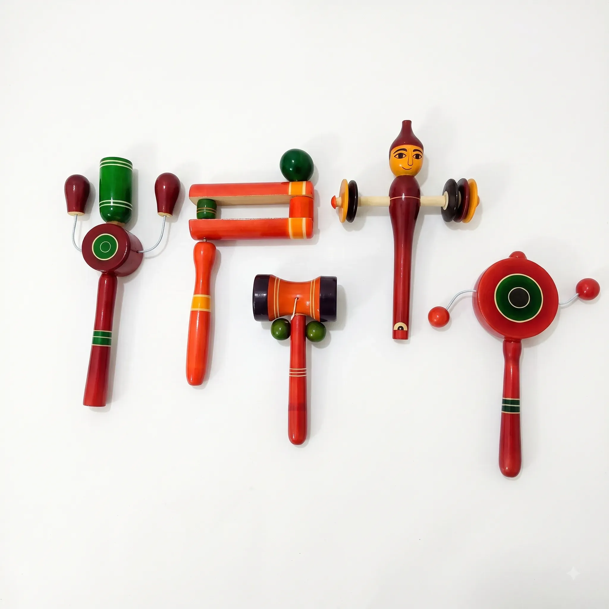 Classic Wooden Rattle Set – Colorful Handcrafted Musical Toys for Kids