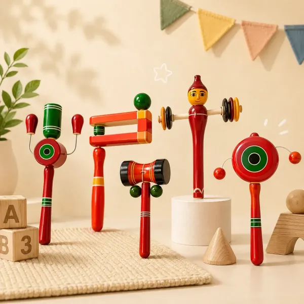 Classic Wooden Rattle Set – Colorful Handcrafted Musical Toys for Kids