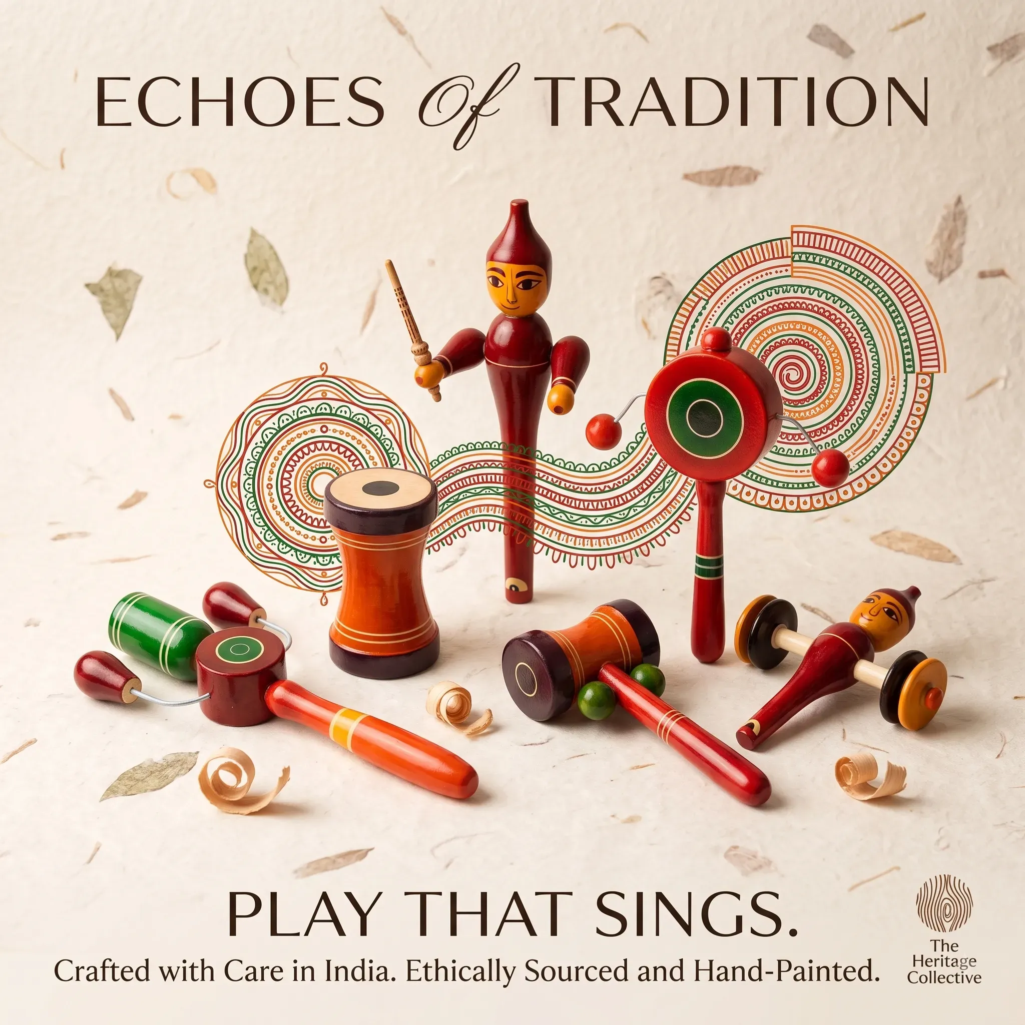 Classic Wooden Rattle Set – Colorful Handcrafted Musical Toys for Kids
