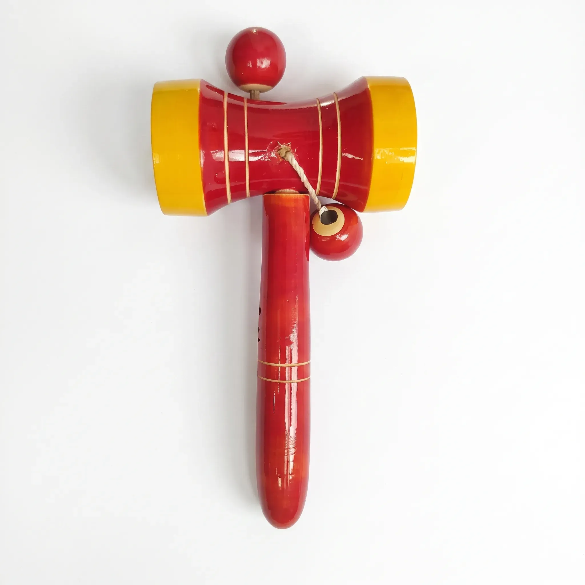 YAMKAY Wooden Jhunjhuna Damru Rattle Toy with Medium Sound for Kids