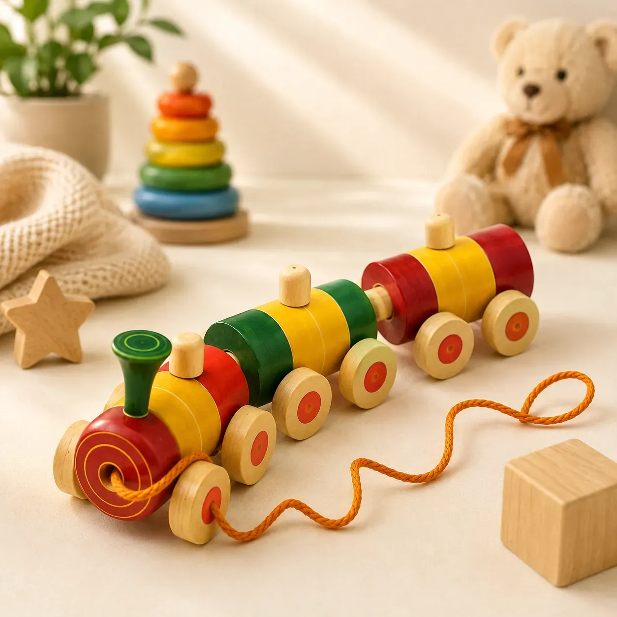 Chuk Chuk Train Channapatna Wooden Pull Along Toy for Kids- Handcrafted