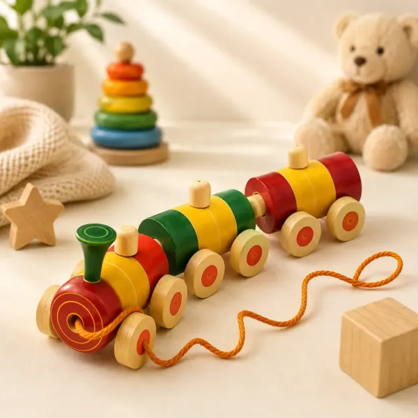 Chuk Chuk Train Channapatna Wooden Pull Along Toy for Kids- Handcrafted